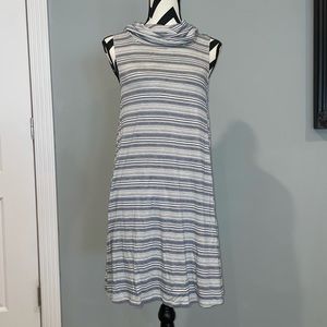 Socialite -- grey striped dress with open back